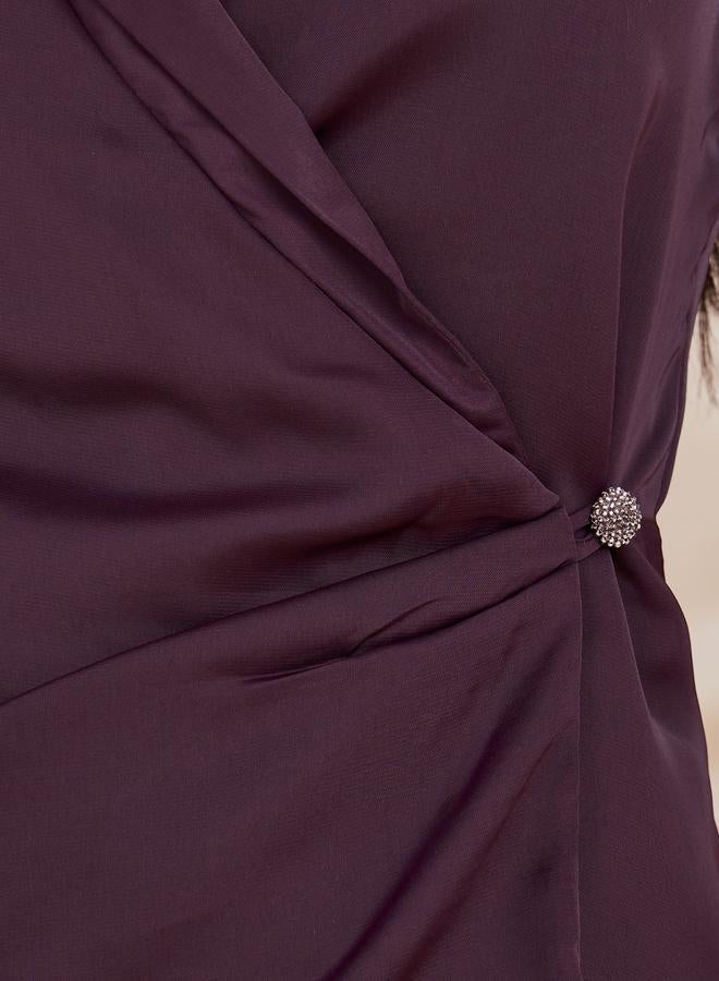 ستايلي بلوزة ملفوفة بياقة ستيلينوتش وأزرار أمامية - Image 3